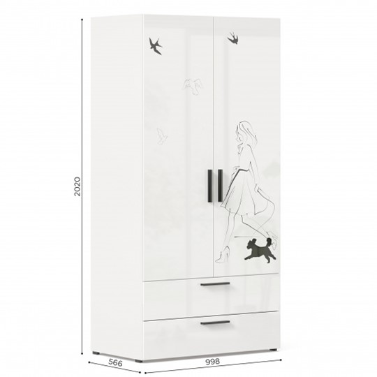Шкаф 2х-дверный комбинированный Джоли ЛД 535.040, Серый шелк в Тюмени - изображение 3