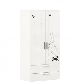 Шкаф 2х-дверный комбинированный Джоли ЛД 535.040, Серый шелк в Тюмени