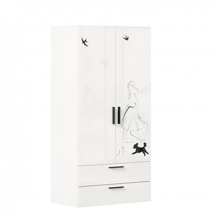 Шкаф 2х-дверный комбинированный Джоли ЛД 535.040, Серый шелк в Заводоуковске - изображение