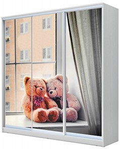 Шкаф детский Хит-24-4-20-777-26, Мишки на окне Белый в Заводоуковске