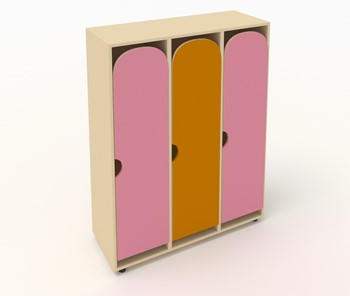 Распашной шкаф ШГ3 Беж+Розовый+Оранжевый в Ишиме