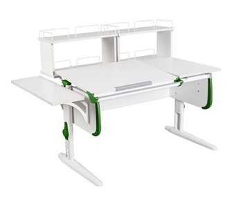 Детский стол-трансформер 1/75-40 (СУТ.25) + Polka_b 1/550 + Polka_zz 1/600 (2 шт.) белый/белый/Зеленый в Тюмени