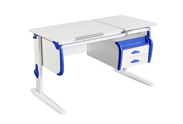 Детский стол-трансформер 1/75-40 (СУТ.25) + Tumba 3  белый/белый/Синий в Тюмени