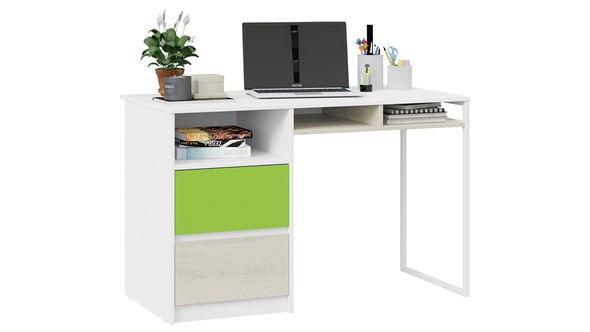 Письменный стол Сканди СМ-386.15.02-20 (Дуб Гарден, Белая, Зеленый) в Заводоуковске - изображение