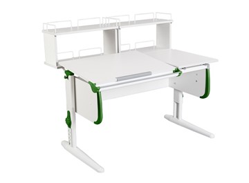 Детский стол-трансформер Дэми 1/75-40 (СУТ.25) + Polka_zz 1/600 (2 шт.)  белый/белый/Зеленый в Тюмени