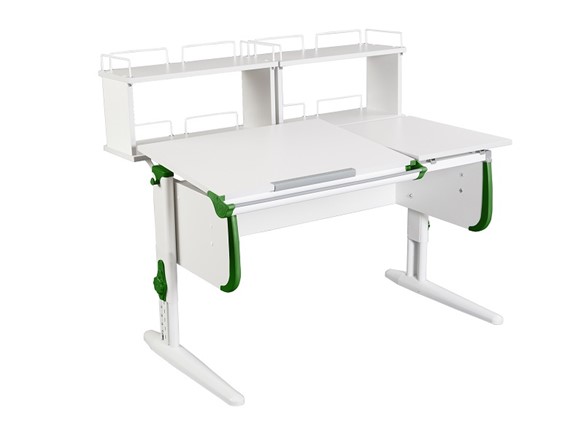 Детский стол-трансформер 1/75-40 (СУТ.25) + Polka_zz 1/600 (2 шт.)  белый/белый/Зеленый в Заводоуковске - изображение