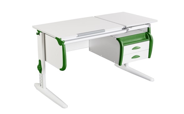 Растущий стол 1/75-40 (СУТ.25) + Tumba 3  белый/белый/Зеленый в Заводоуковске - изображение