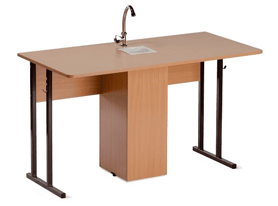 Детский стол 2-местный для кабинета химии Стандарт 6, Пластик Бук/Коричневый в Тюмени - изображение