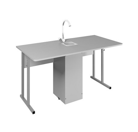 Детский стол 2-местный для кабинета химии Стандарт 6, Пластик Серый/Светло-серый в Тюмени - изображение