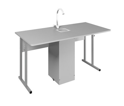 Детский стол 2-местный для кабинета химии Стандарт 7, Пластик Серый/Светло-серый в Тюмени - изображение
