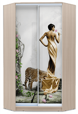 Шкаф 2300х1103, ХИТ У-23-4-77-03, Девушка с леопардом, шимо светлый в Тюмени - изображение