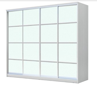 Шкаф 4-х дверный ХИТ 24-4-24/2-8888, с матовым стеклом, разделительные планки х4, Белый в Тюмени