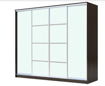 Шкаф 4-х дверный ХИТ 22-24/2-8888, с матовым стеклом, разделительные планки х2, Венге в Ишиме