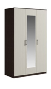 Шкаф 3 двери Светлана, с зеркалом, венге/дуб молочный в Тюмени