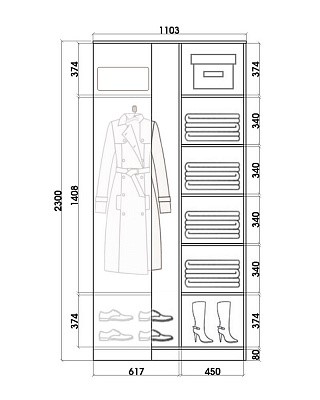 Шкаф угловой с одним зеркалом, ХИТ У-23-4-15, Серая структура в Тюмени - изображение 2