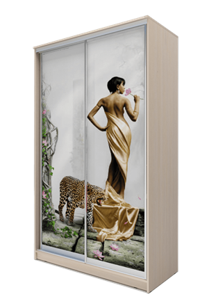 Шкаф 2-х дверный 2200х1682х620, Девушка с леопардом ХИТ 22-17-77-03 Дуб Млечный в Заводоуковске - изображение