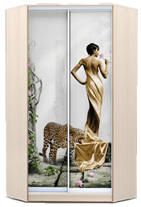 Шкаф 2200х1103, ХИТ У-22-4-77-03, Девушка с леопардом, дуб млечный в Тюмени - предосмотр