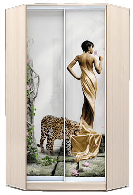 Шкаф 2200х1103, ХИТ У-22-4-77-03, Девушка с леопардом, дуб млечный в Тюмени - изображение