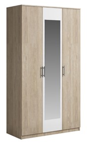 Шкаф 3 двери Genesis Светлана, с зеркалом, белый/дуб сонома в Тюмени