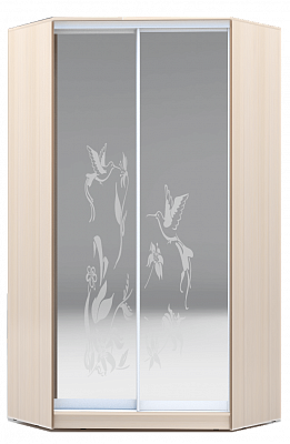Угловой шкаф 2300х1103, ХИТ У-23-4-66-03, колибри, 2 зеркала, дуб млечный в Заводоуковске - изображение