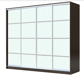 Шкаф 4-х дверный ХИТ 22-24/2-8888, с матовым стеклом, разделительные планки х4, Венге в Ишиме