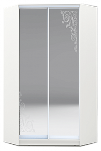 Шкаф 2300х1103, ХИТ У-23-4-66-09, Орнамент, 2 зеркала, белая шагрень в Ишиме