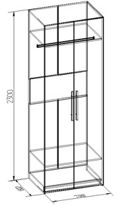 Шкаф распашной Bauhaus 8+ Фасад стандарт+зеркало, Дуб Сонома в Заводоуковске - предосмотр 1