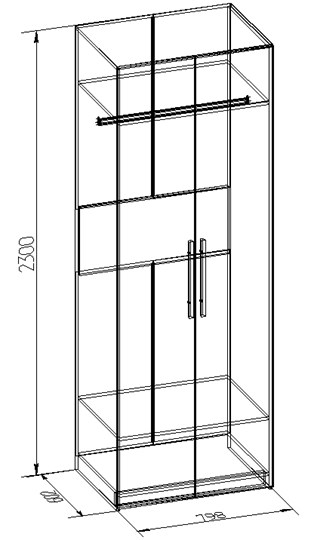 Шкаф распашной Bauhaus 8+ Фасад стандарт+зеркало, Дуб Сонома в Заводоуковске - изображение 1