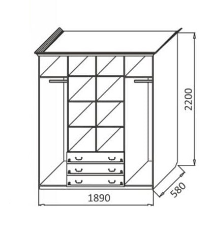 Шкаф распашной Ивушка-5 4-х створчатый с ящиками, цвет Дуб беленый в Заводоуковске - изображение 1
