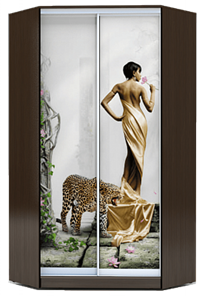 Угловой шкаф 2400х1103, ХИТ У-24-4-77-03, Девушка с леопардом, венге в Тюмени - предосмотр