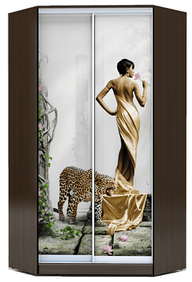 Угловой шкаф 2400х1103, ХИТ У-24-4-77-03, Девушка с леопардом, венге в Заводоуковске - изображение