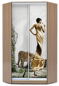 Шкаф 2300х1103, ХИТ У-23-4-77-03, Девушка с леопардом, шимо темный в Тюмени