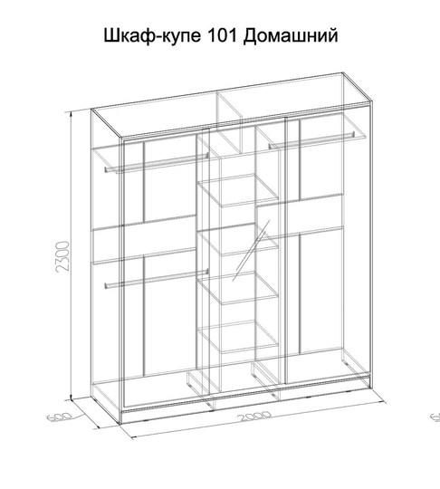 Шкаф 2000 Домашний Зеркало/ЛДСП, Дуб Сонома в Заводоуковске - изображение 1