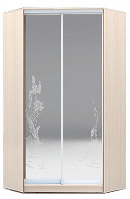 Шкаф угловой 2200х1103, ХИТ У-22-4-66-01, цапля, 2 зеркала, дуб млечный в Заводоуковске - изображение