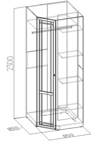 Распашной шкаф угловой Sherlock 63+ фасад стандарт, Ясень Анкор светлый в Тюмени - изображение 1