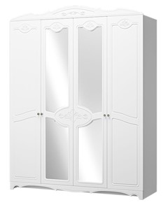 Шкаф четырехдверный в спальню Лотос ШР-4 (Белый) 2 зеркала в Ялуторовске