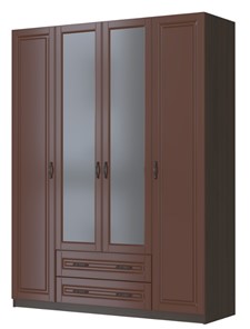 Шкаф четырехстворчатый Кантри, лак орех ШР-4, с 2мя зеркалами в Тюмени - предосмотр