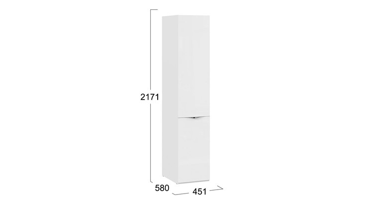 Шкаф для белья Глосс СМ-319.07.111 (Белый глянец/Стекло) в Тюмени - изображение 1
