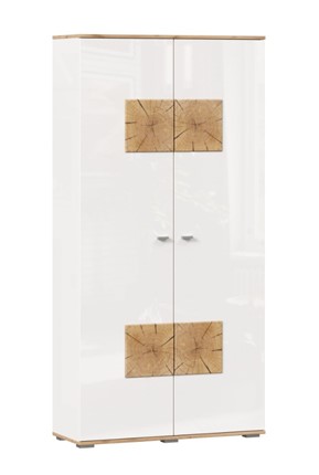 Шкаф двухстворчатый Фиджи с декоративными накладками 659.150, Дуб Золотой/Белый в Тюмени - изображение