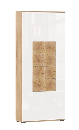 Шкаф двухстворчатый Фиджи с декоративными накладками 659.310, Дуб Золотой/Белый в Ишиме - изображение