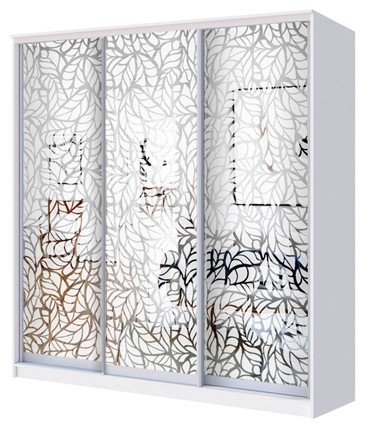 Шкаф 3-х дверный 2200х1770х620 три зеркала, Лист ХИТ 22-18-666 Белый в Тюмени - изображение