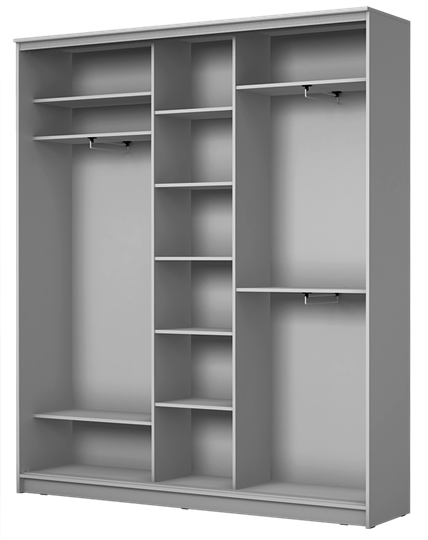 Шкаф 3-х дверный 2400х1770х420 три зеркала, Полосы ХИТ 24-4-18-666 Белый в Заводоуковске - изображение 1