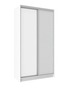 Шкаф 2-х створчатый 1200 Домашний Зеркало/ЛДСП, Белый в Тюмени