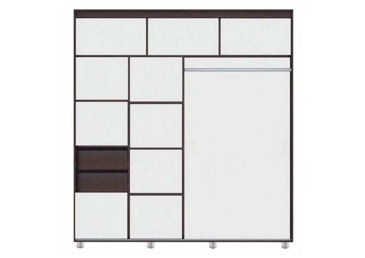 Шкаф 2-х створчатый Комфорт №12 2.0 с фигурными зеркалами, Венге в Тюмени - изображение 1