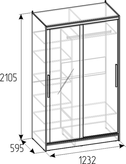 Шкаф 2-х дверный Strike 1200 Зеркало/ЛДСП (Ясень анкор светлый) в Заводоуковске - изображение 1