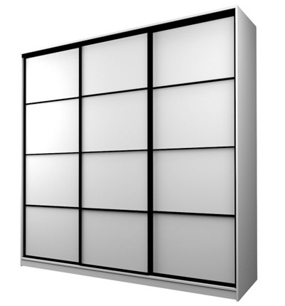 Шкаф 3-х дверный MAX МШ-25-6-24/2-111, Профиль Черный/Цвет Белый в Тюмени - изображение