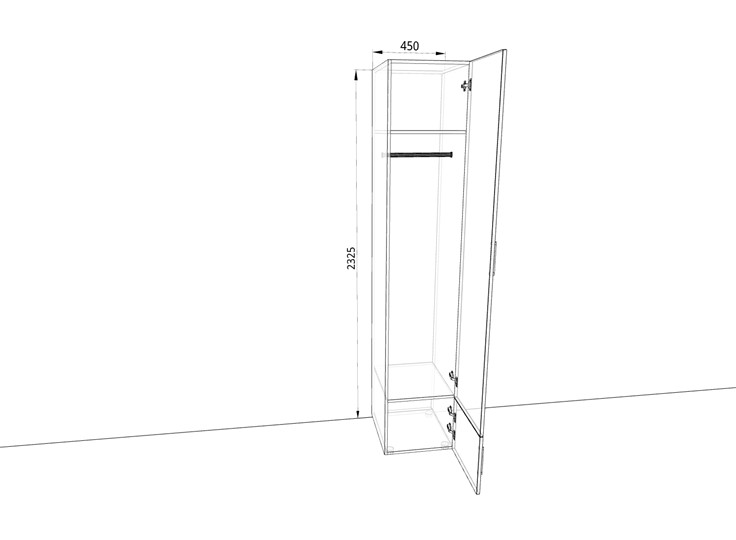 Распашной шкаф 450х500х2325мм (Ш4319) Дуб крафт/Дуб крафт в Тюмени - изображение 1