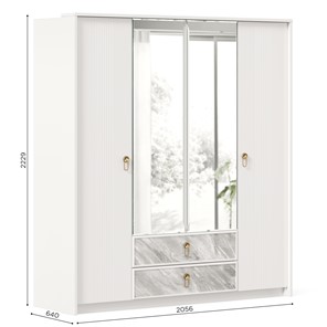 Шкаф 4х-дверный Айла с зеркалом ЛД 688.010.000, Белый, исполнение 1 в Заводоуковске - предосмотр 5