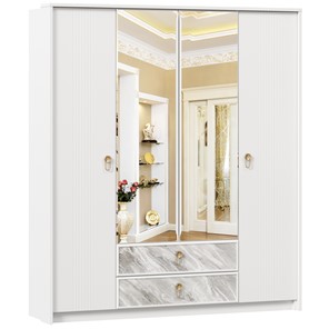 Шкаф 4х-дверный Айла с зеркалом ЛД 688.010.000, Белый, исполнение 1 в Заводоуковске
