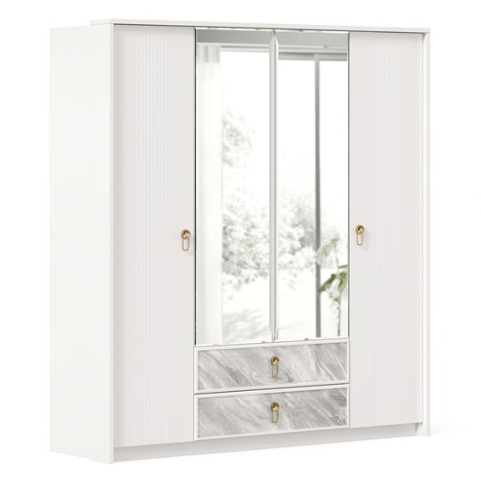 Шкаф 4х-дверный Айла с зеркалом ЛД 688.010.000, Белый, исполнение 1 в Заводоуковске - изображение 1